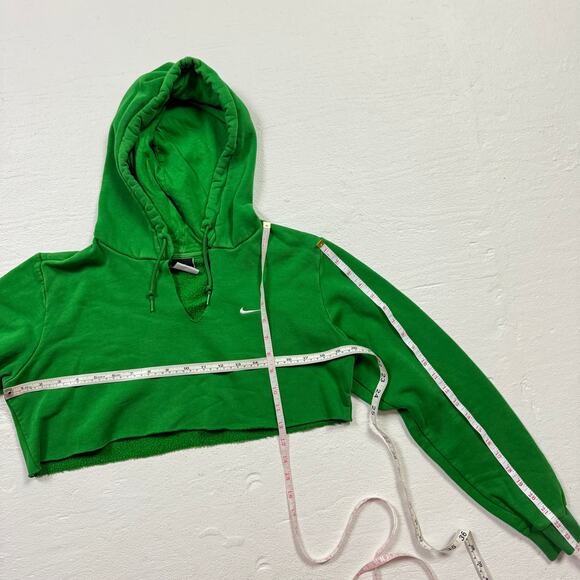 Reworked Nike Green Crop Hoodie Sweatshirt, Size Medium - Picture 4 of 7